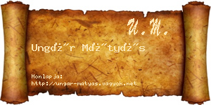 Ungár Mátyás névjegykártya